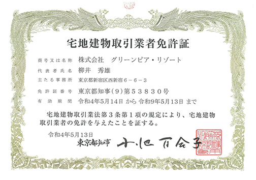 宅地建物取引業者免許証の画像